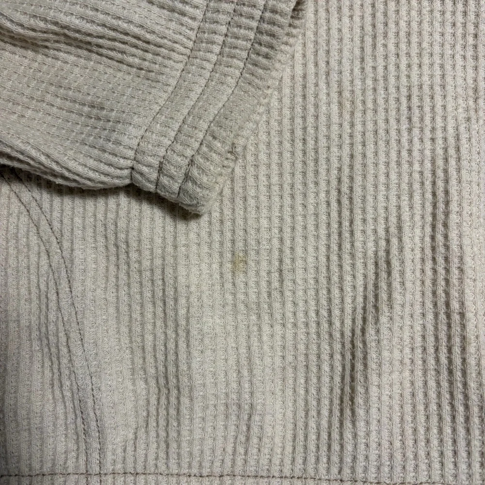 Aerie Men's Zip Up Cream Sweater - Picture 3 of 3